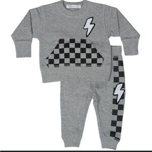 Gray Checkered Kids Sweatshirt and Pants Set